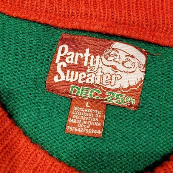 Meowy Catmas Ugly Christmas Sweater Sleeveless Sz L Cat Kitten Party 823 - Picture 6 of 7